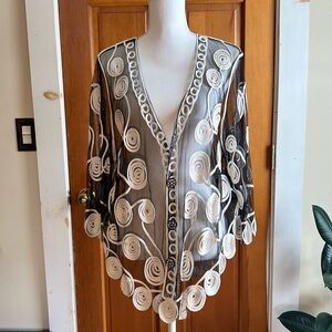 Vivid Importers of NY Sheer Black and White Swirl Cover Up